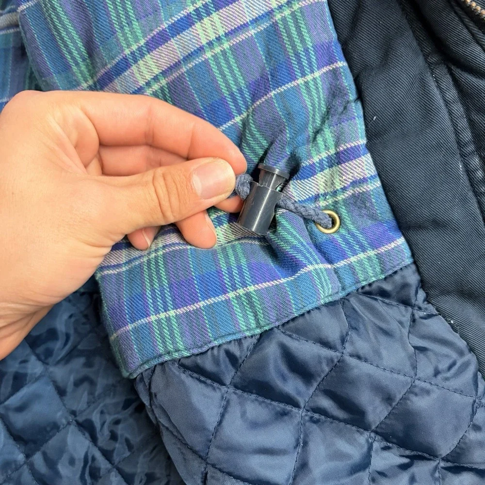 J. Blair Men’s 2XL Blue Barn Coat Plaid Lined Corduroy Collar Chore Jacket